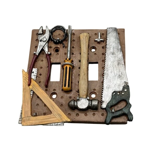 Workshop Tools duel Light Switch Cover Plate brown 4.75x4.75" READ - Picture 1 of 6
